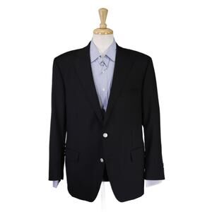 Samuelsohn H. Stockton Black Silver Buttons Super 150's Colombo Wool Blazer 44R
